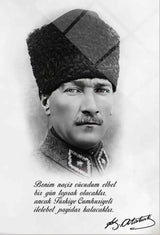 Atatürk "Türkiye Cumhuriyeti İlelebet Payidar Kalacaktır" Sözlü Cam Tablo