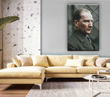 Atatürk Yakın Plan Profil Portre Cam Tablo – Etkileyici Duvar Dekoru