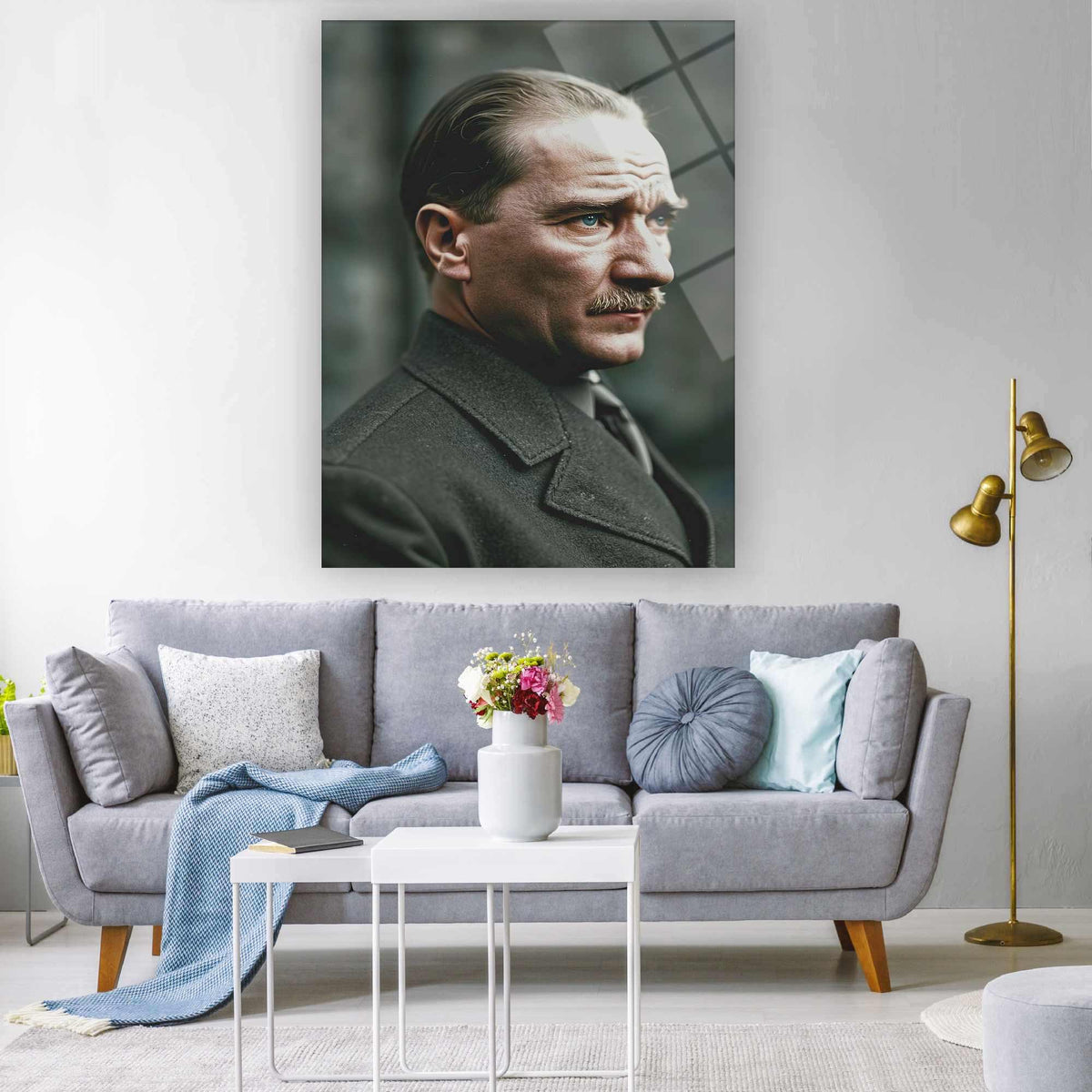 Atatürk Yakın Plan Profil Portre Cam Tablo – Etkileyici Duvar Dekoru