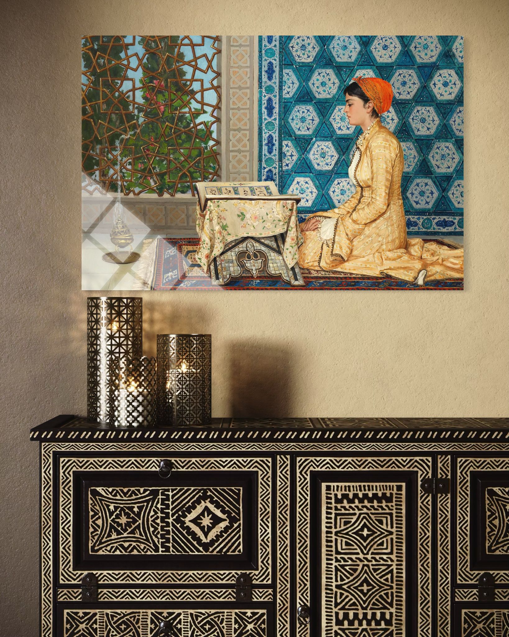 Osman Hamdi Bey'in Kuran Okuyan Kız Portresi Cam Tablo (473)