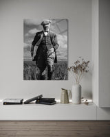 Atatürk Buğday Tarlasında Kasketli Cam Tablo – Kırsal Duvar Dekoru