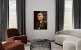Atatürk Askeri Üniformalı Madalyalı Cam Tablo – Tarihi Portre Duvar Dekoru