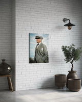 Atatürk Kasketli Şık Profil Cam Tablo – Modern Rustik Duvar Dekoru