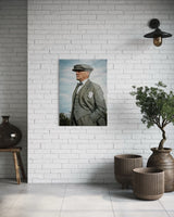 Atatürk Kasketli Şık Profil Cam Tablo – Modern Rustik Duvar Dekoru