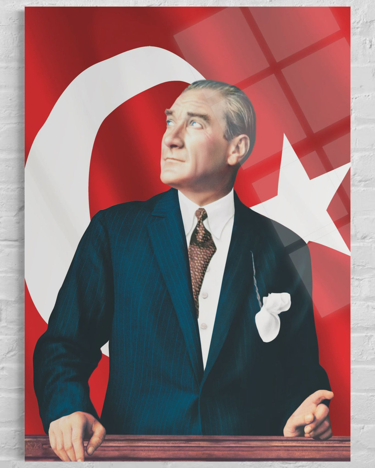 Atatürk Kırmızı Türk Bayraklı Cam Tablo – Vatansever Duvar Dekoru