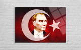 Atatürk Ay Yıldızlı Kırmızı Fon Profil Cam Tablo – Vatansever Duvar Dekoru