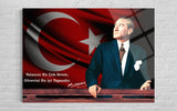 Atatürk "Vatanını En Çok Seven" Sözlü Cam Tablo – Bayraklı Duvar Dekoru