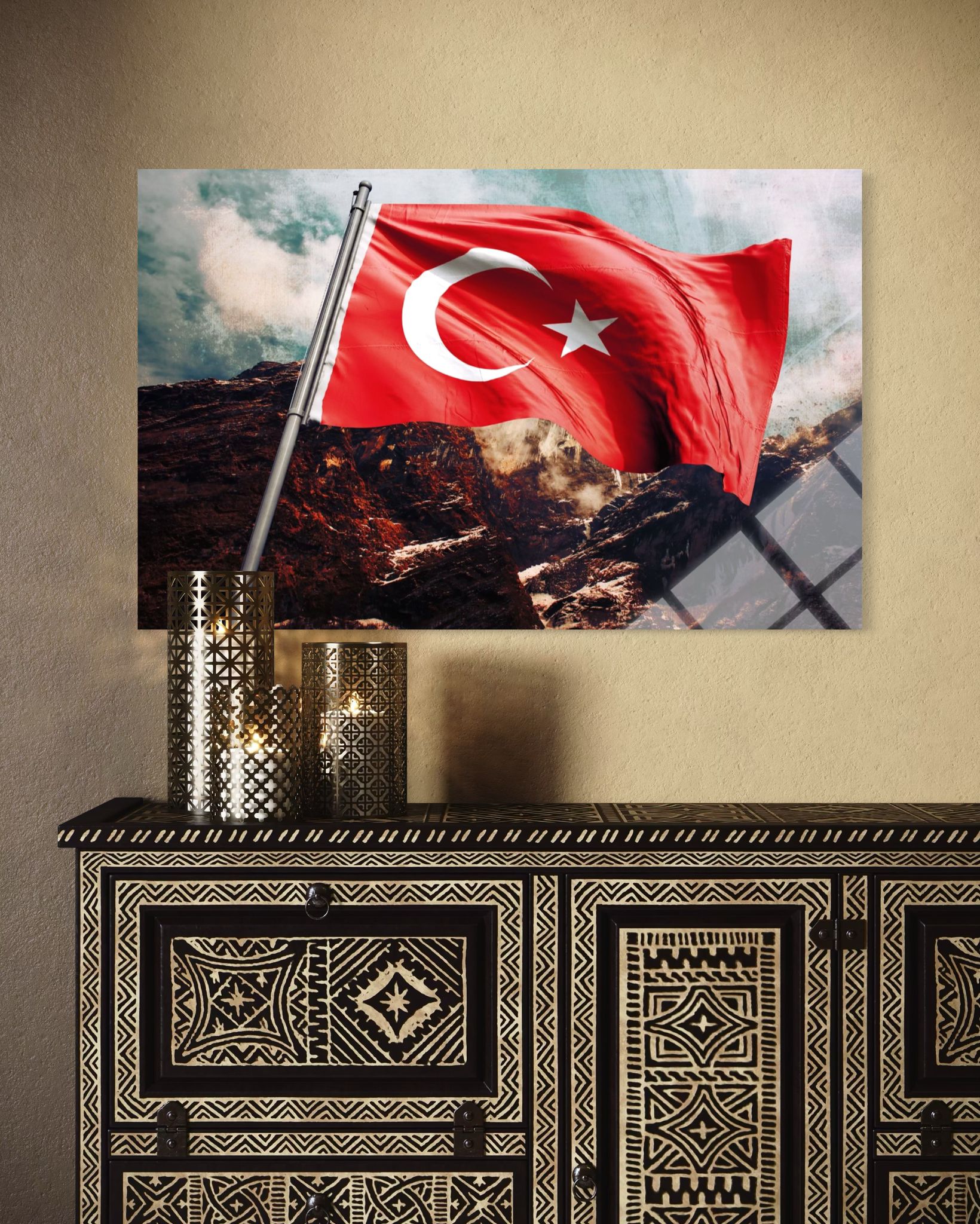 Türk BayrağıCam Tablo 117