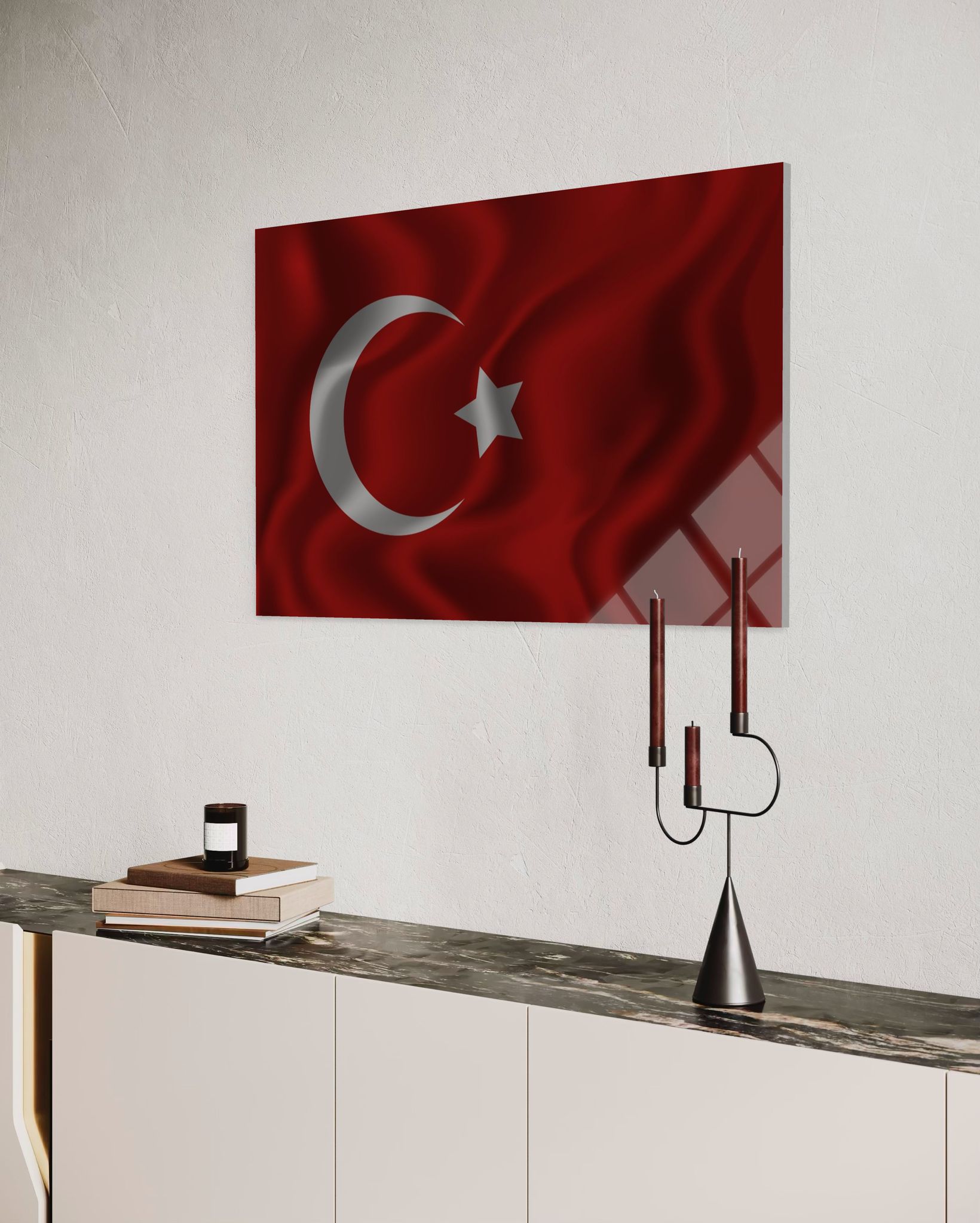 Türk Bayrağı Cam Tablo 115