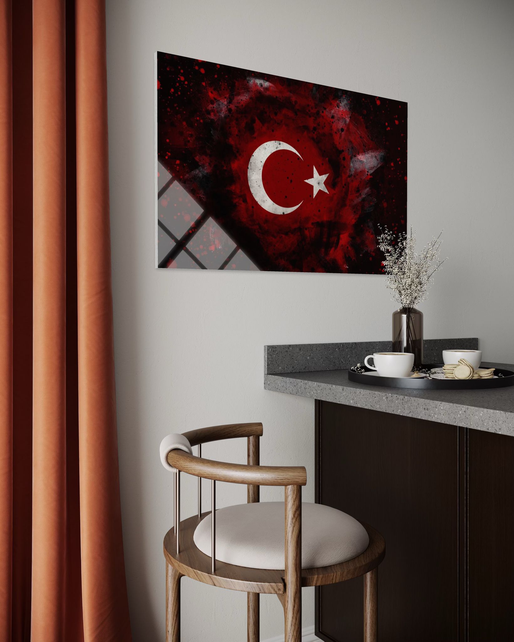 Türk Bayrağı Cam Tablo 114
