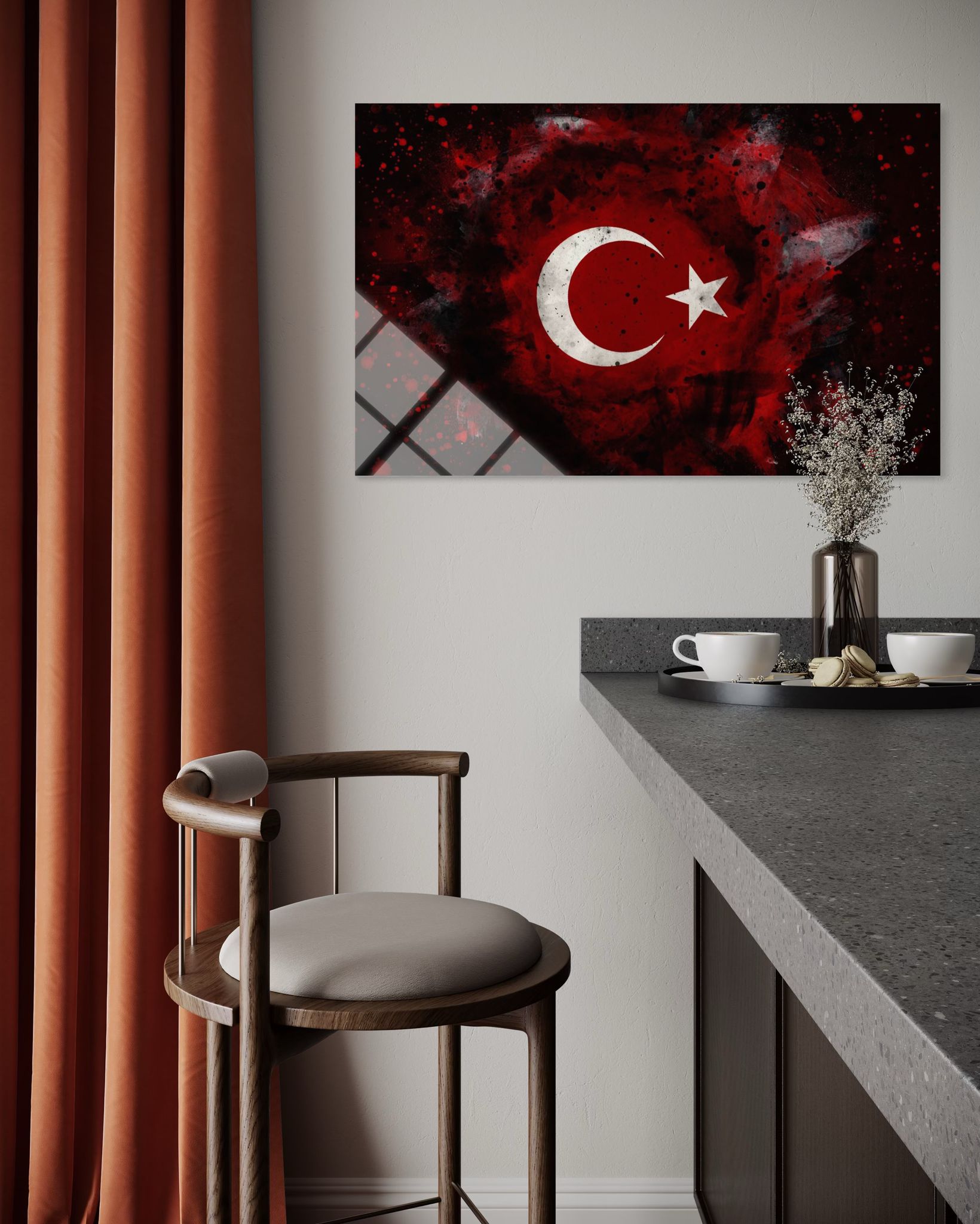 Türk Bayrağı Cam Tablo 114