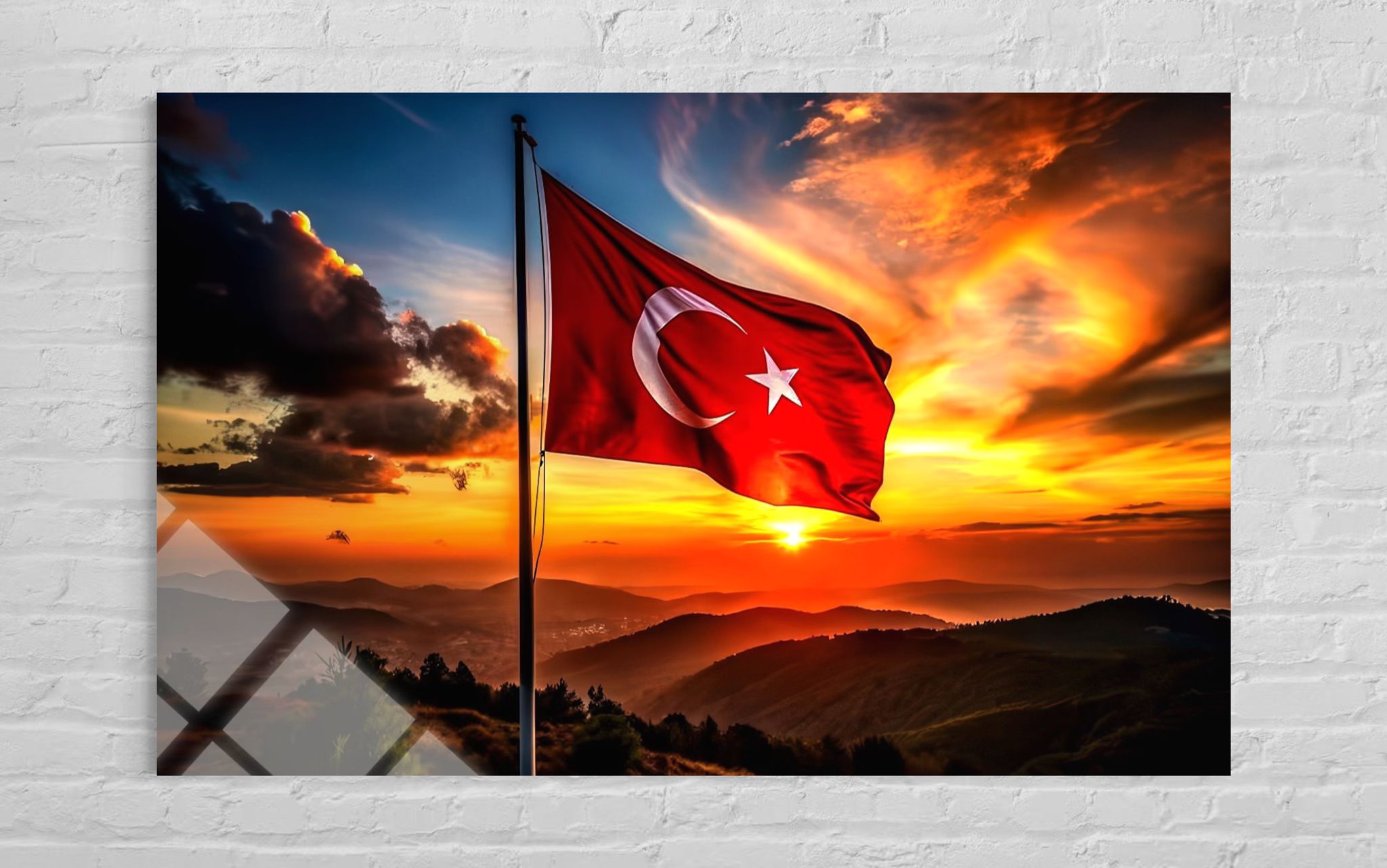 Türk Bayrağı Cam Tablo 109