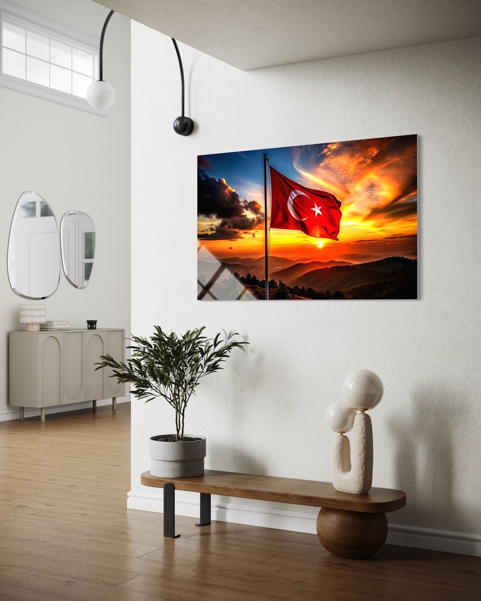 Türk Bayrağı Cam Tablo 109