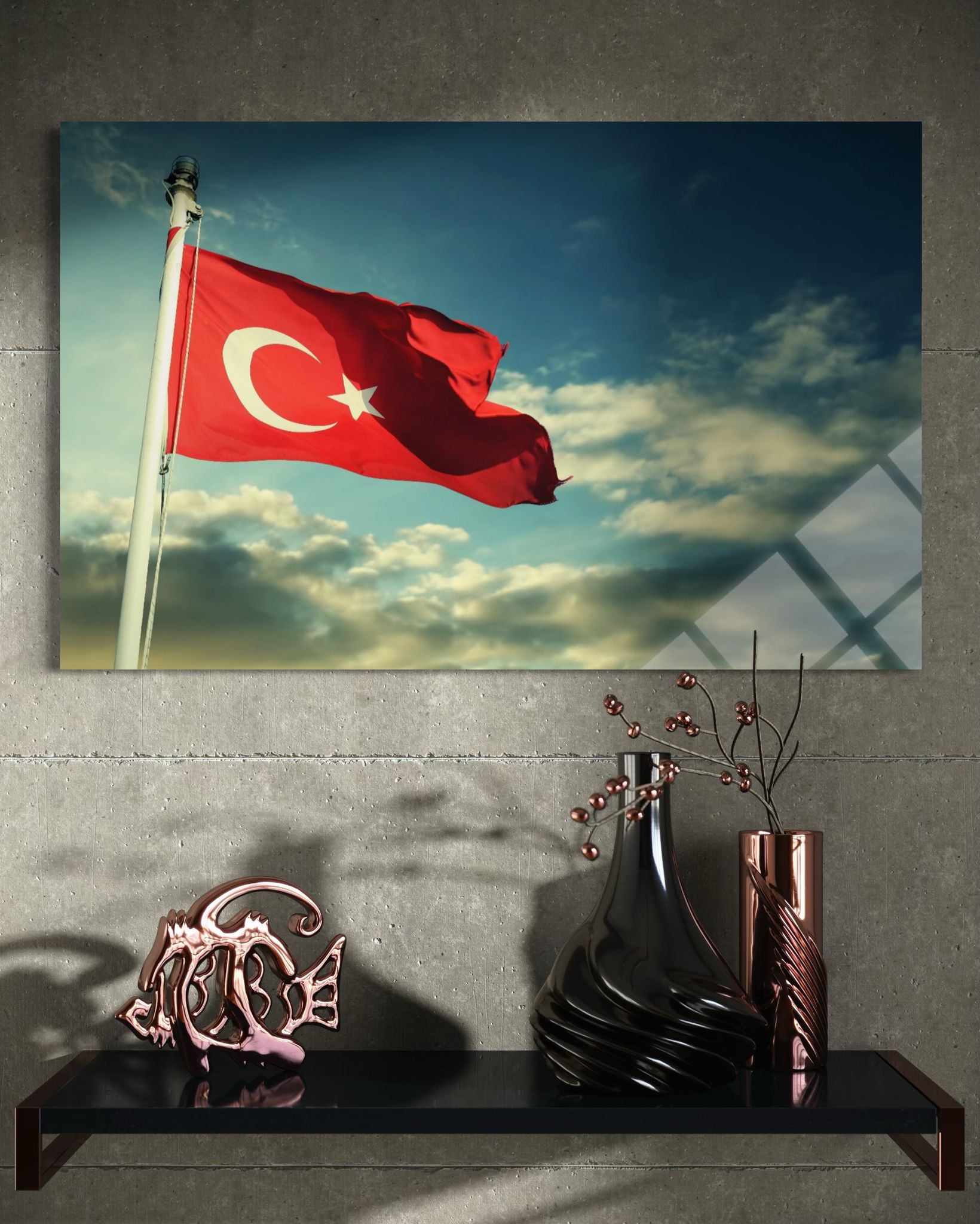Türk Bayrağı Cam Tablo 102