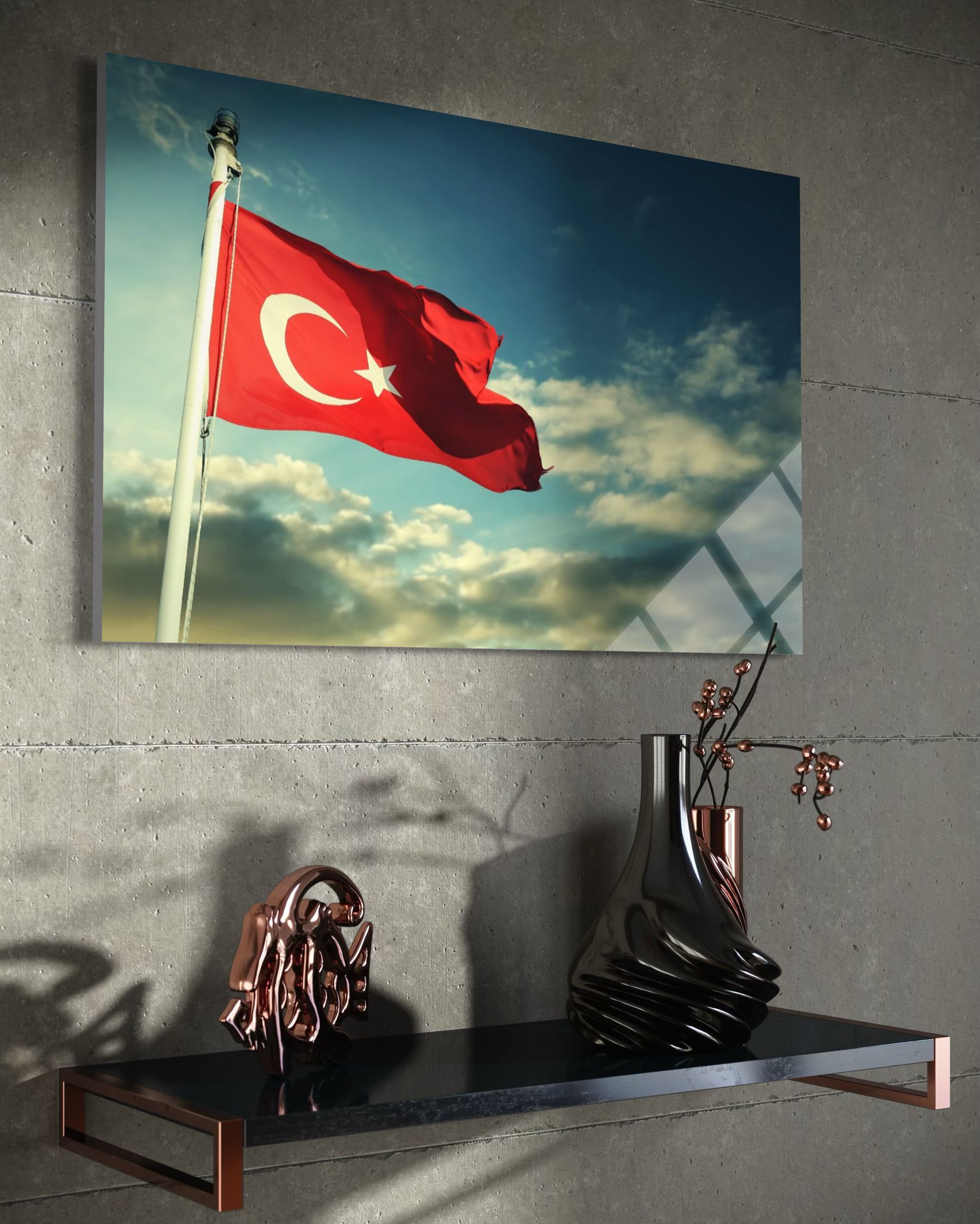 Türk Bayrağı Cam Tablo 102