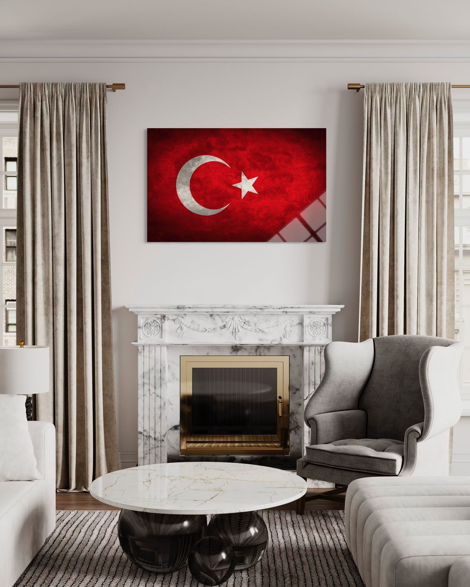Türk Bayrağı Cam Tablo 101
