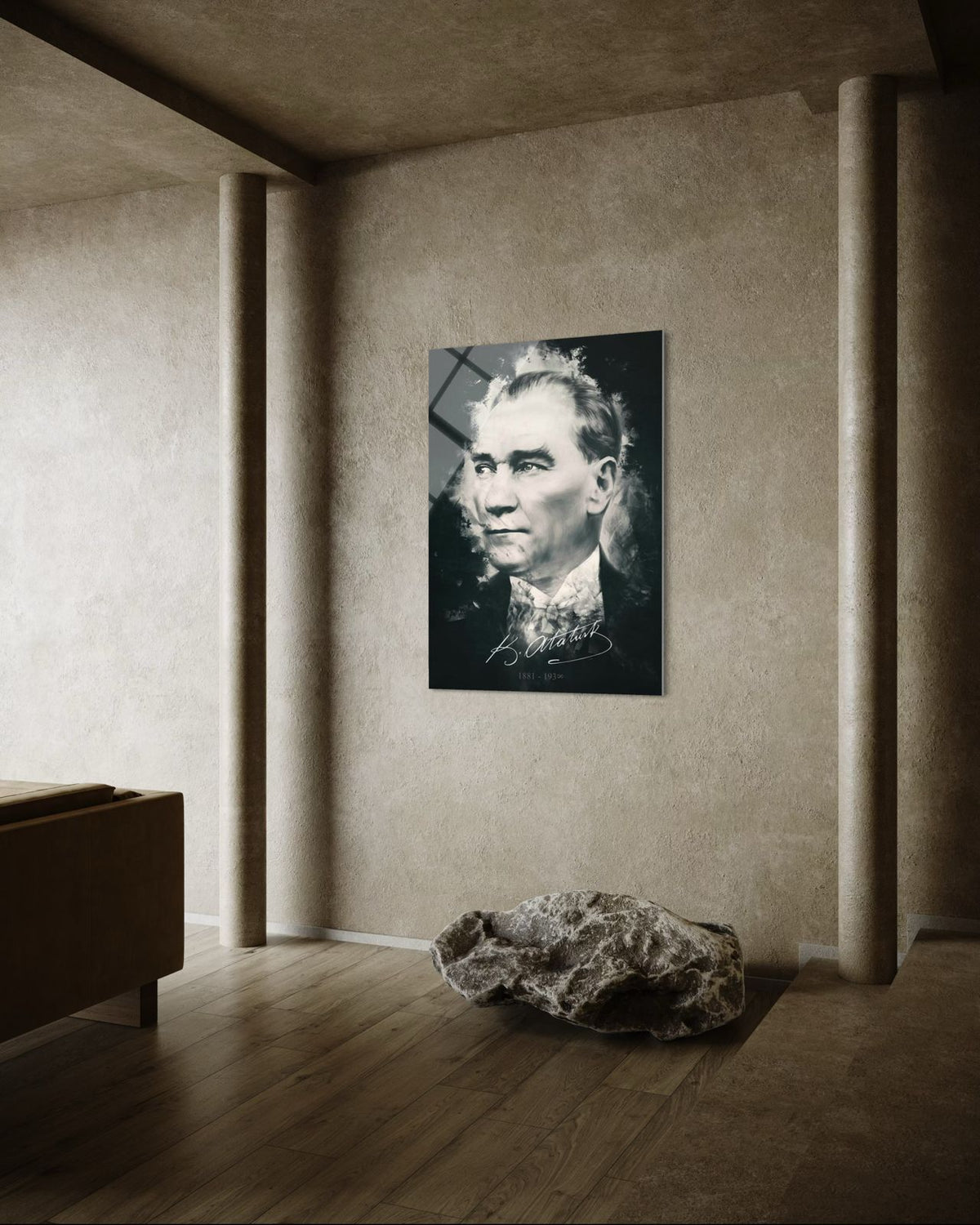 Atatürk Sisli Anma Portresi İmzalı Cam Tablo – Anlamlı Duvar Dekoru