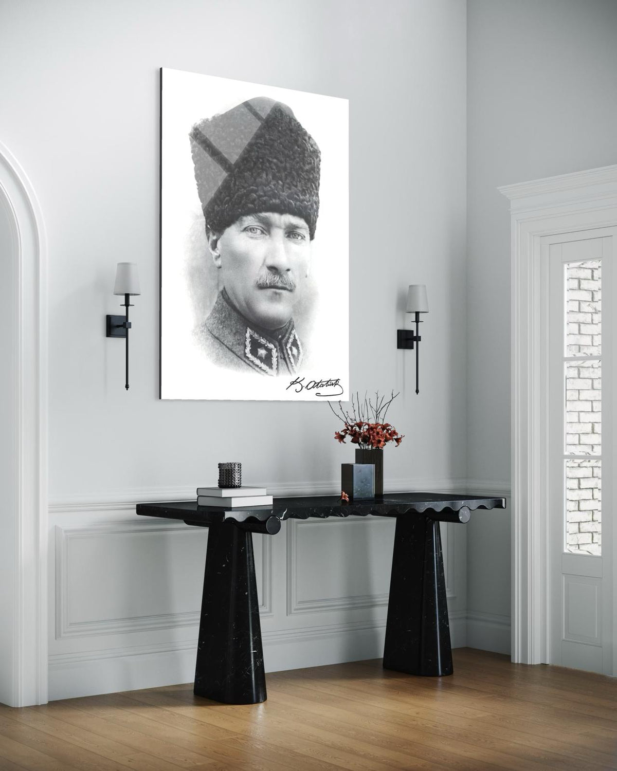 Atatürk cam tablo farklı açıdan ürün görseli