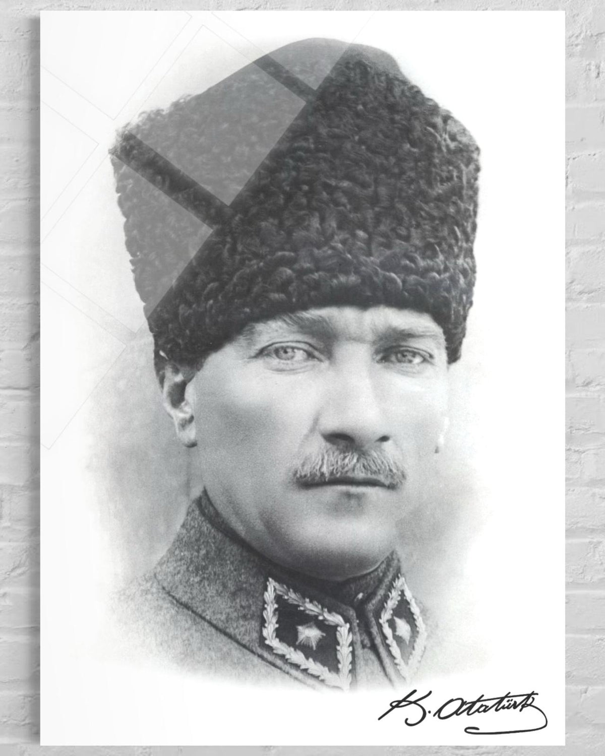 Atatürk portre cam tablo - modern ofis ve salon dekoru