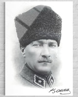 Atatürk portre cam tablo - modern ofis ve salon dekoru