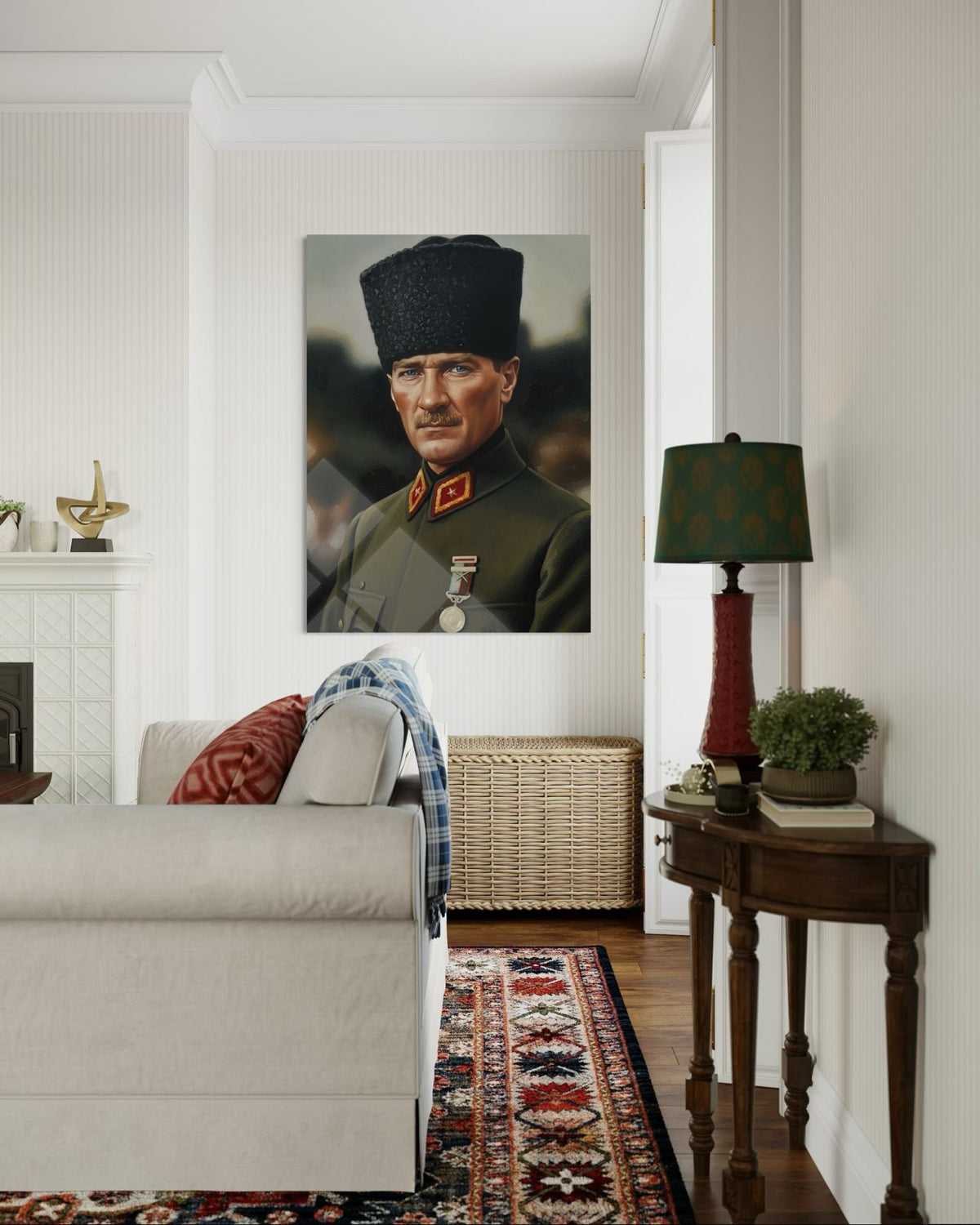 Atatürk Resim Tarzı Askeri Üniforma Cam Tablo – Müze Niteliğinde Duvar Dekoru