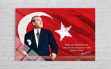 Atatürk "Çalışkan Olmak" Sözlü Bayraklı Cam Tablo – Vatansever Duvar Dekoru